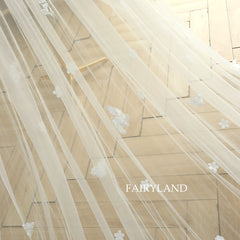 3D Flower Plant Lace Appliques Bridal Veil For Wedding