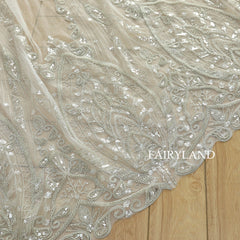 Glitter Sliver Beads & Sequins Bridal Veil Headpiece