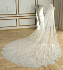 Glitter Sliver Beads & Sequins Bridal Veil Headpiece