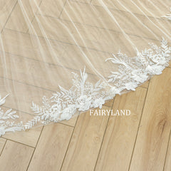 Plant Lace Bridal Veil - Delicate Flowers Wedding Veil