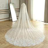 Sparkly Sliver Sequins Bridal Veil For Wedding With Sleeves