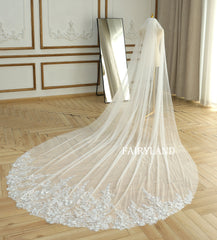 Sparkly Sliver Sequins Bridal Veil For Wedding With Sleeves