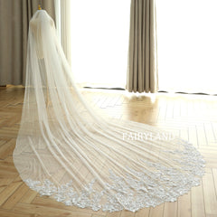 Sparkly Sliver Sequins Bridal Veil For Wedding With Sleeves