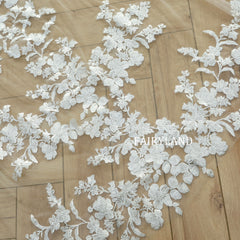 Cathedral Ivory Tiny Flower Lace Veil For Bridal