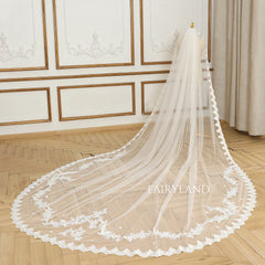 Unique Full Lace Edge Wedding Veil For Bridal