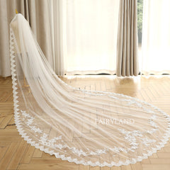 Unique Full Lace Edge Wedding Veil For Bridal