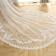 Unique Full Lace Edge Wedding Veil For Bridal