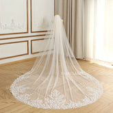 Sequins & Beaded Wedding Veil With Delicate flowers