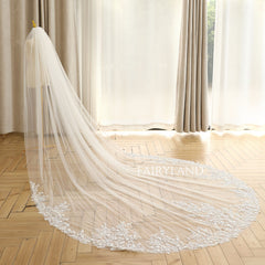 Sequins & Beaded Wedding Veil With Delicate flowers