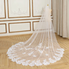 Vintage Royal Lace Wedding Bridal Veil With Floral