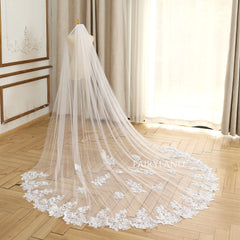 Vintage Royal Lace Wedding Bridal Veil With Floral