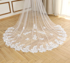 Vintage Royal Lace Wedding Bridal Veil With Floral