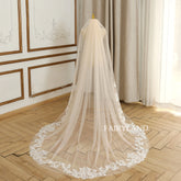 Champagne Vintage Lace Wedding Veil For Bridal