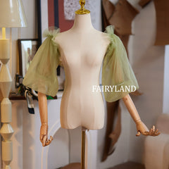 Sage Green Puff Tulle Sleeves β Detachable Sheer Organza Arm Accessories for Dresses & Photoshoots