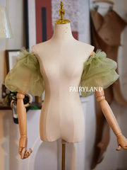 Sage Green Puff Tulle Sleeves β Detachable Sheer Organza Arm Accessories for Dresses & Photoshoots