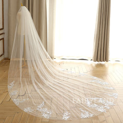 Long Glitter Flower Sequins Wedding Bridal Veil With Comb