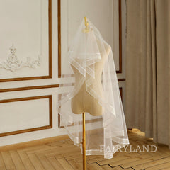 36'' Short Bridal Veils Ribbon Edge Women's Wedding Veil minimalist veil