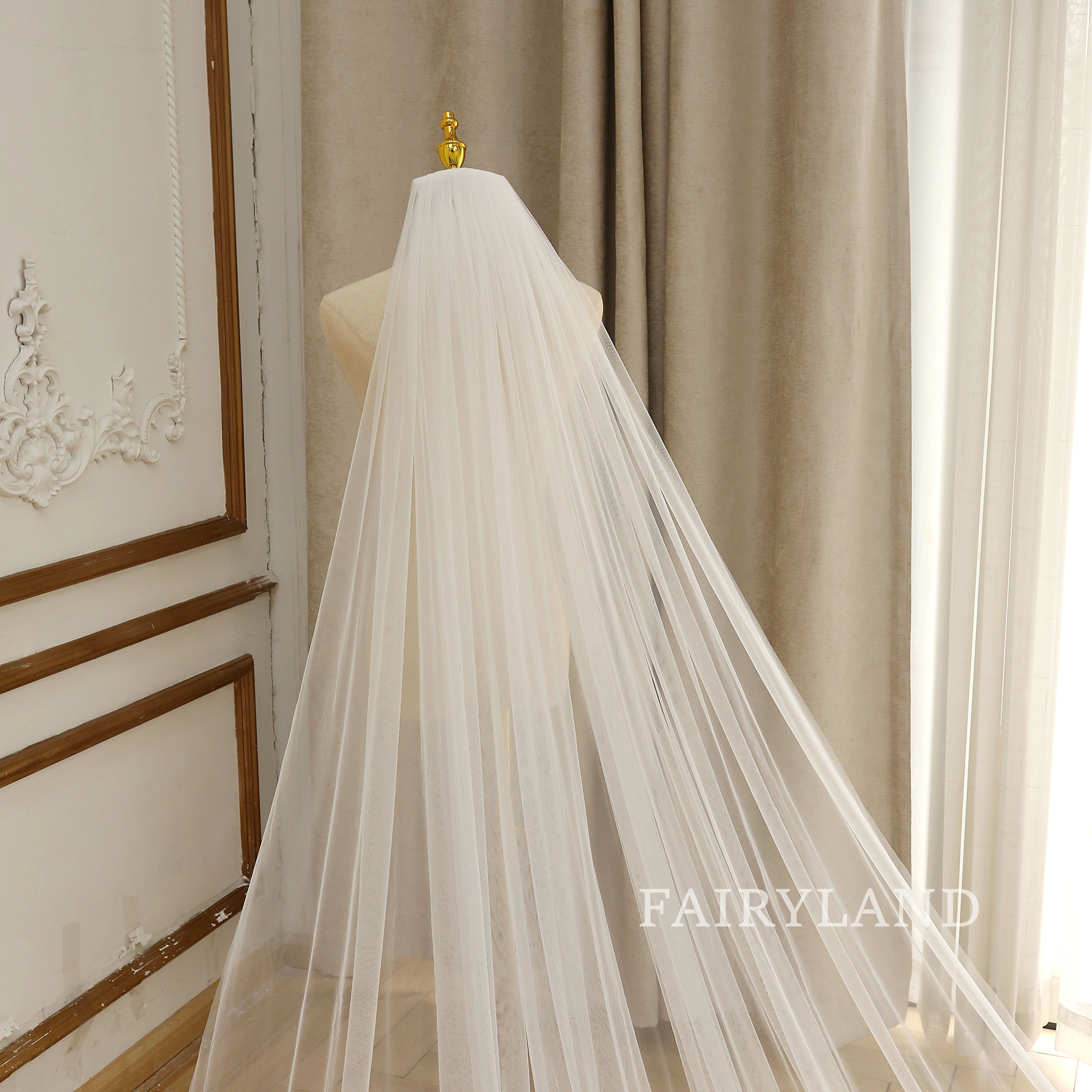 Soft Tulle Flower Appliques Bridal Veil For Wedding