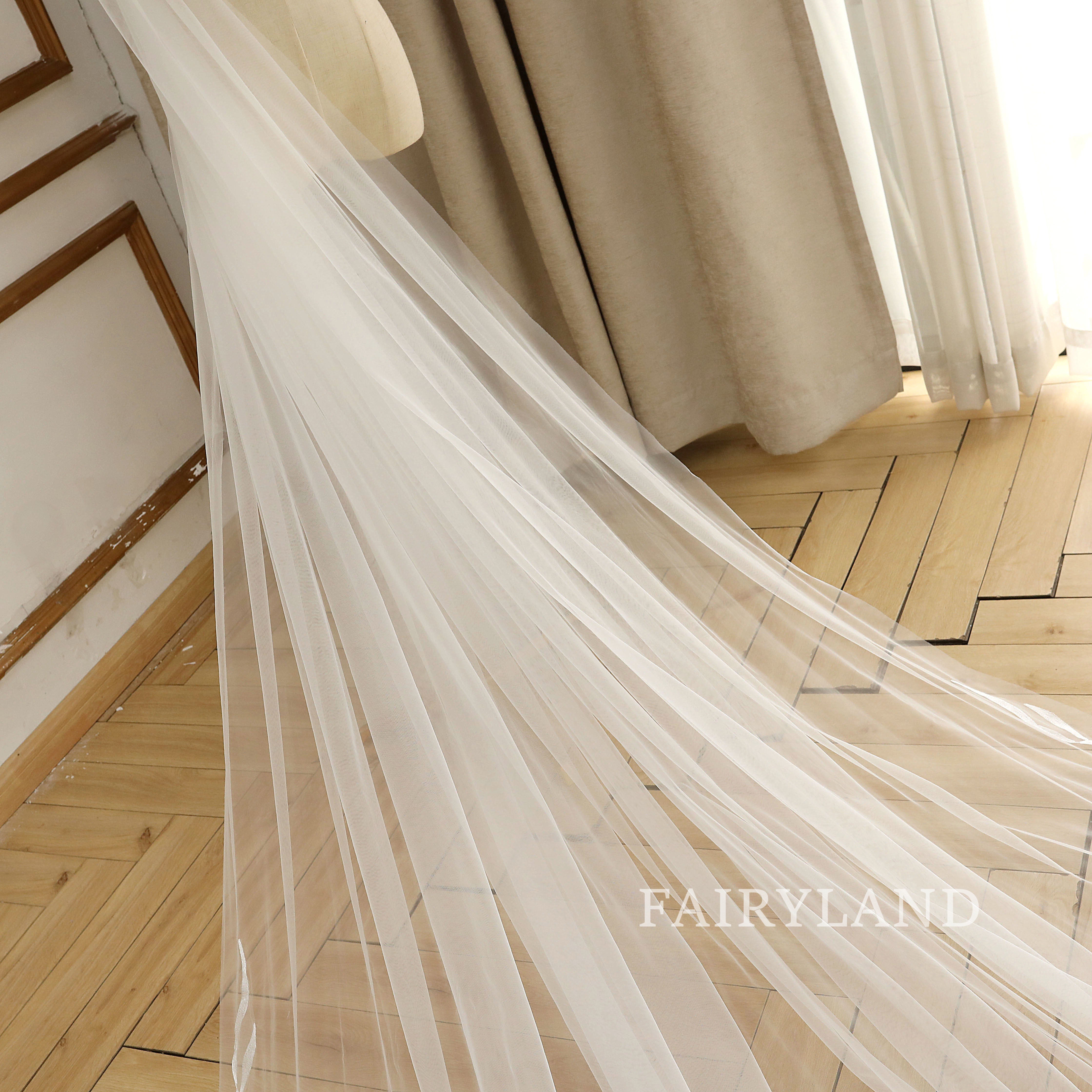 Soft Tulle Flower Appliques Bridal Veil For Wedding