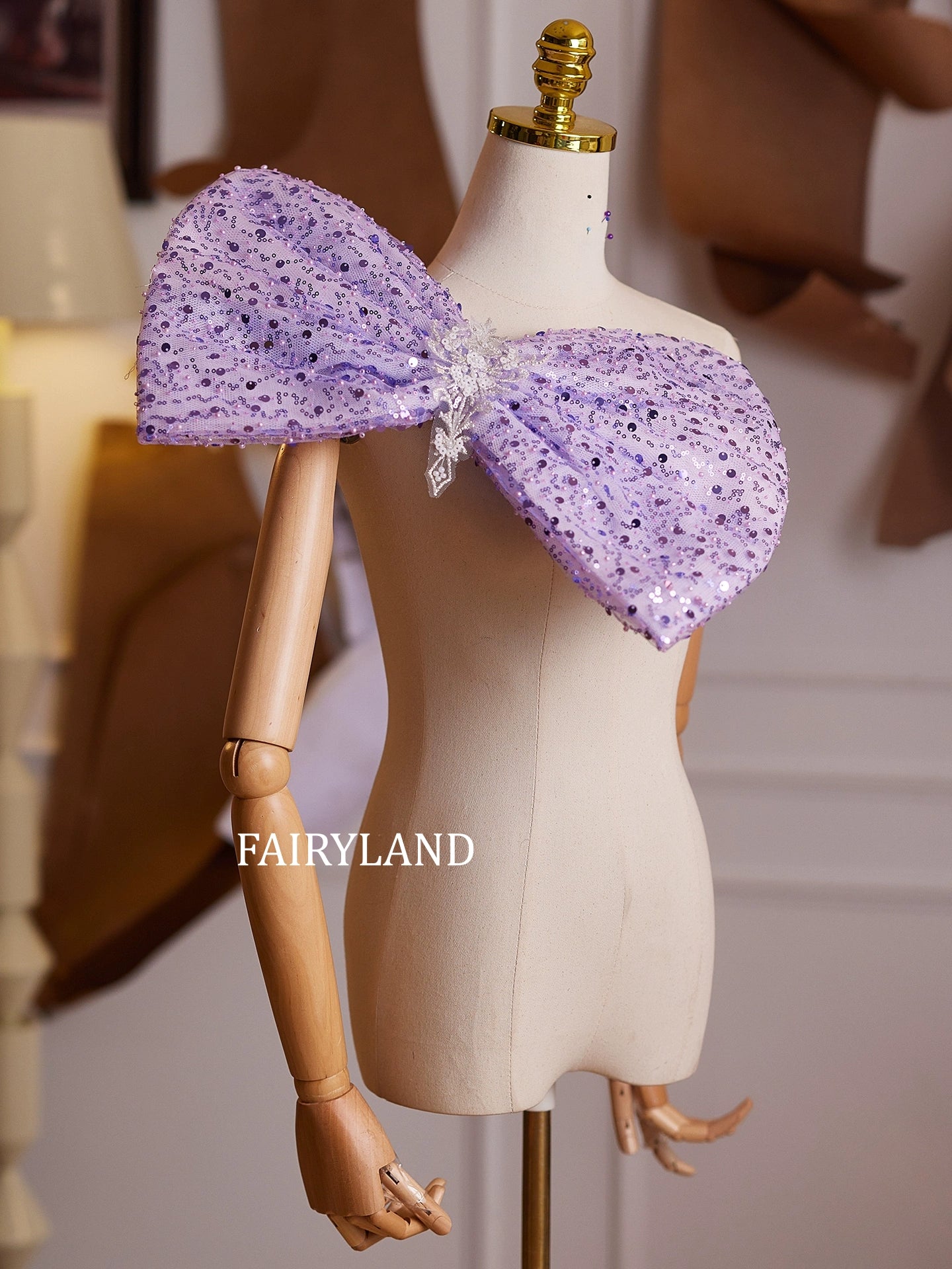 Purple Sequin Bow Accessory – Statement Oversized Decorative Bow for Dresses & Outfits