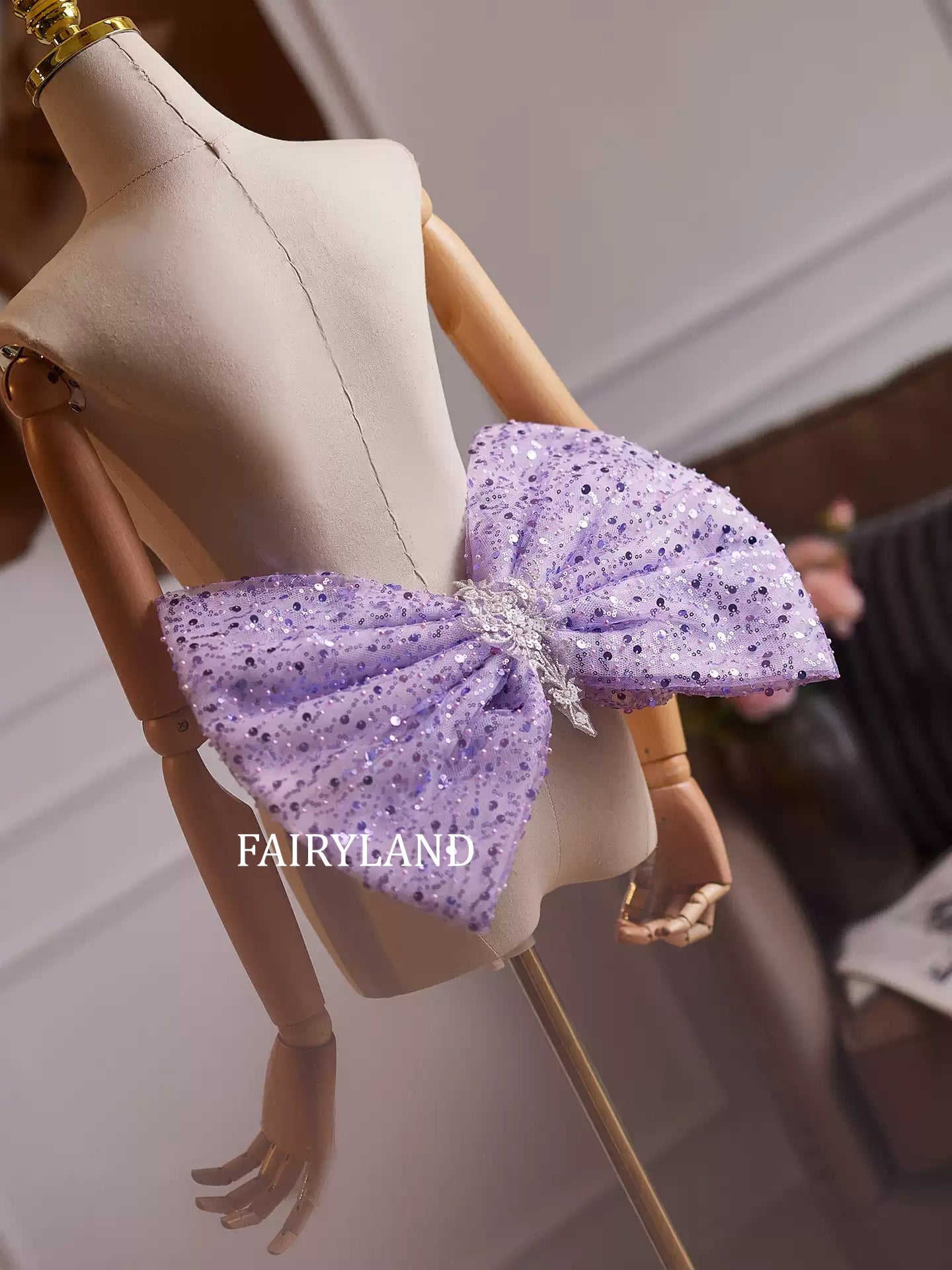 Purple Sequin Bow Accessory – Statement Oversized Decorative Bow for Dresses & Outfits