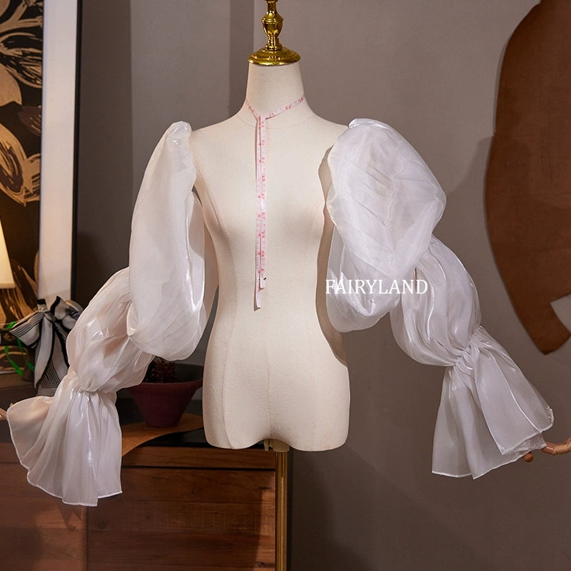 Sheer Organza Puffy Sleeves – Detachable Dramatic Tulle Arm Accessories for Bridal & Photoshoot