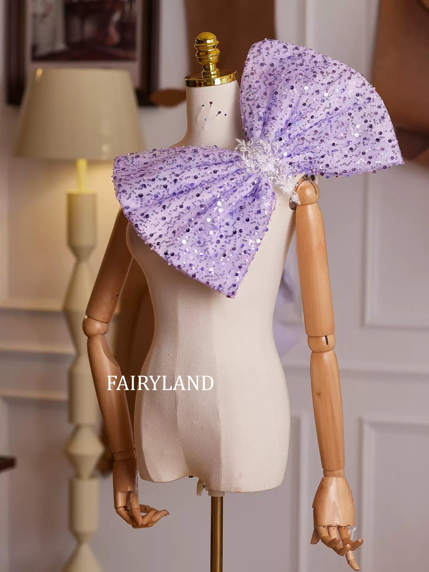 Purple Sequin Bow Accessory – Statement Oversized Decorative Bow for Dresses & Outfits