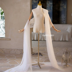 Sheer Tulle Bridal Cape – Lightweight Wedding Shoulder Wrap with Long Flowing Panels by FAIRYLAND