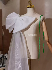 Embroidered Lace Bow Train – Elegant Oversized Bridal Back Bow Accessory for Wedding & Photoshoots by FAIRYLAND