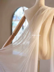 Sheer Tulle Bridal Cape – Lightweight Wedding Shoulder Wrap with Long Flowing Panels by FAIRYLAND