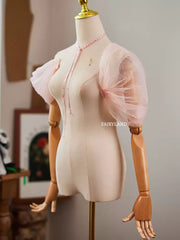 Blush Tulle Puff Sleeves – Removable Bridal & Editorial Photoshoot Arm Accessories by FAIRYLAND