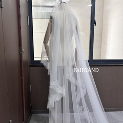 Blusher Veil, Lace Edge Bridal Veil, Mantilla Lace Wedding Veil, Lace Veil, Chantilly Lace Veil, Church Wedding Veil, Scalloped Edge Veil