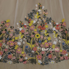 Floral Garden Cathedral Wedding Veil – Colorful Embroidered Long Bridal Veil by FAIRYLAND