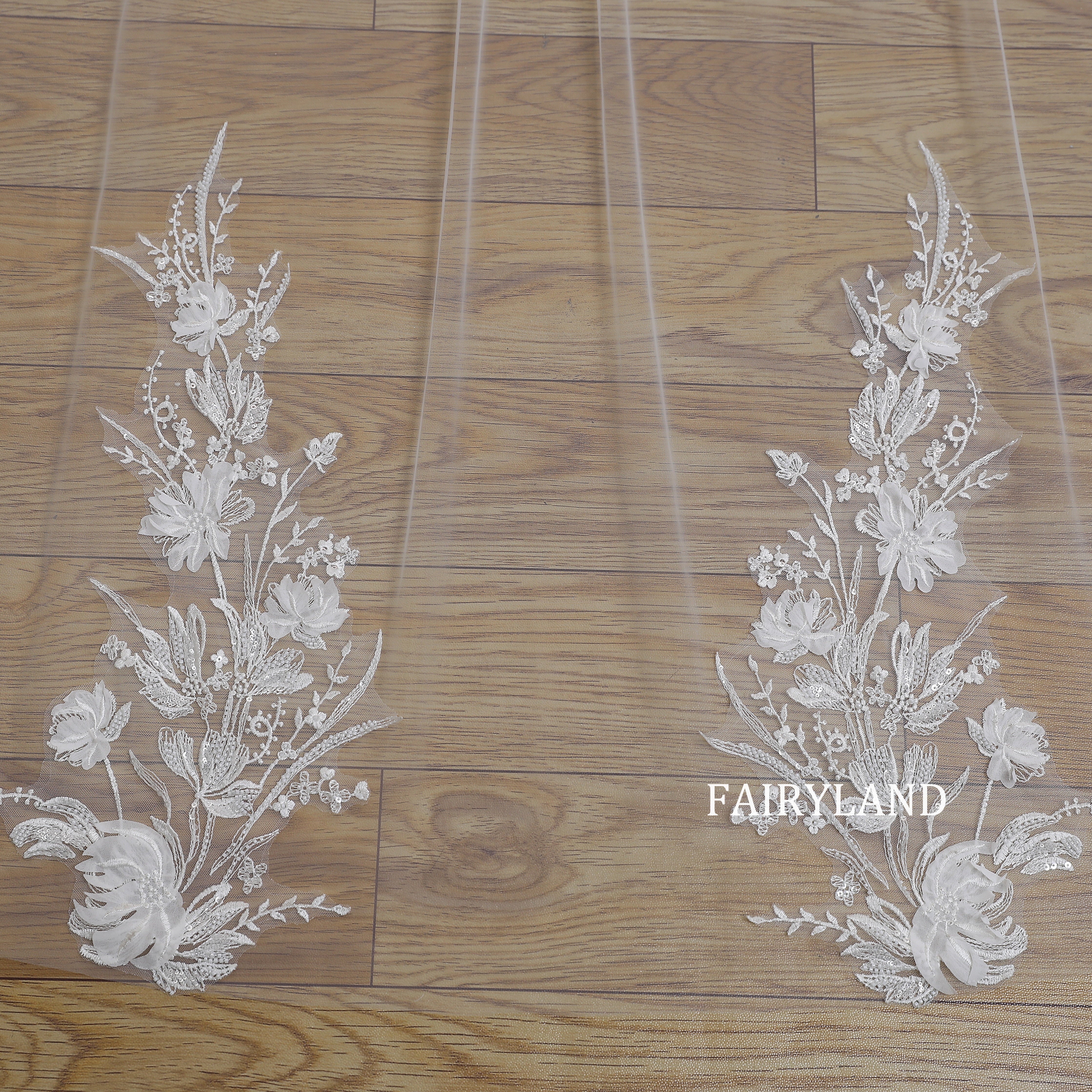Glitter Sequins Bridal Veil -  Plant Appliques Veil For Wedding With Comb