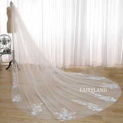 Glitter Sequins Bridal Veil -  Plant Appliques Veil For Wedding With Comb