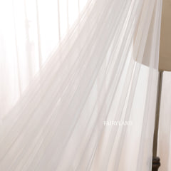 Cathedral Length Wedding Veil with Sequins Appliqué – Soft Tulle Bridal Veil with Elegant Scalloped Train