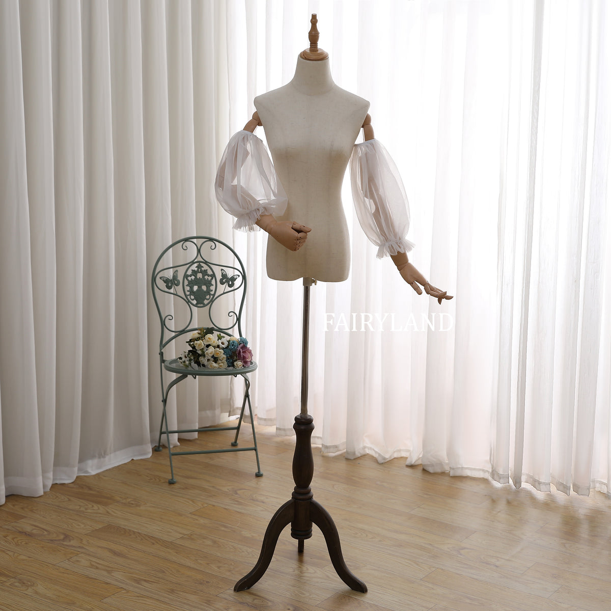 Fairyland Sheer Tulle Puff Sleeves | Detachable Bridal Arm Sleeves