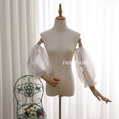 Fairyland Sheer Tulle Puff Sleeves | Detachable Bridal Arm Sleeves