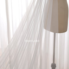 Cathedral Length Wedding Veil with Red Lotus and Koi Embroidery | Oriental Bridal Veil by FAIRYLAND