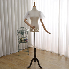 Romantic Polka Dot Tulle Flutter Sleeves – Detachable Sheer Wedding Dress Sleeves
