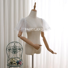 Romantic Polka Dot Tulle Flutter Sleeves – Detachable Sheer Wedding Dress Sleeves