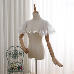 Romantic Polka Dot Tulle Flutter Sleeves – Detachable Sheer Wedding Dress Sleeves