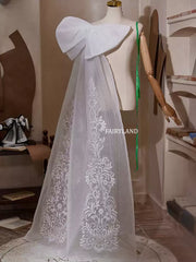 Embroidered Lace Bow Train – Elegant Oversized Bridal Back Bow Accessory for Wedding & Photoshoots by FAIRYLAND