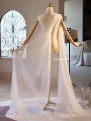 Sheer Tulle Bridal Cape – Lightweight Wedding Shoulder Wrap with Long Flowing Panels by FAIRYLAND