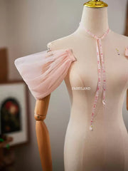 Blush Tulle Puff Sleeves – Removable Bridal & Editorial Photoshoot Arm Accessories by FAIRYLAND