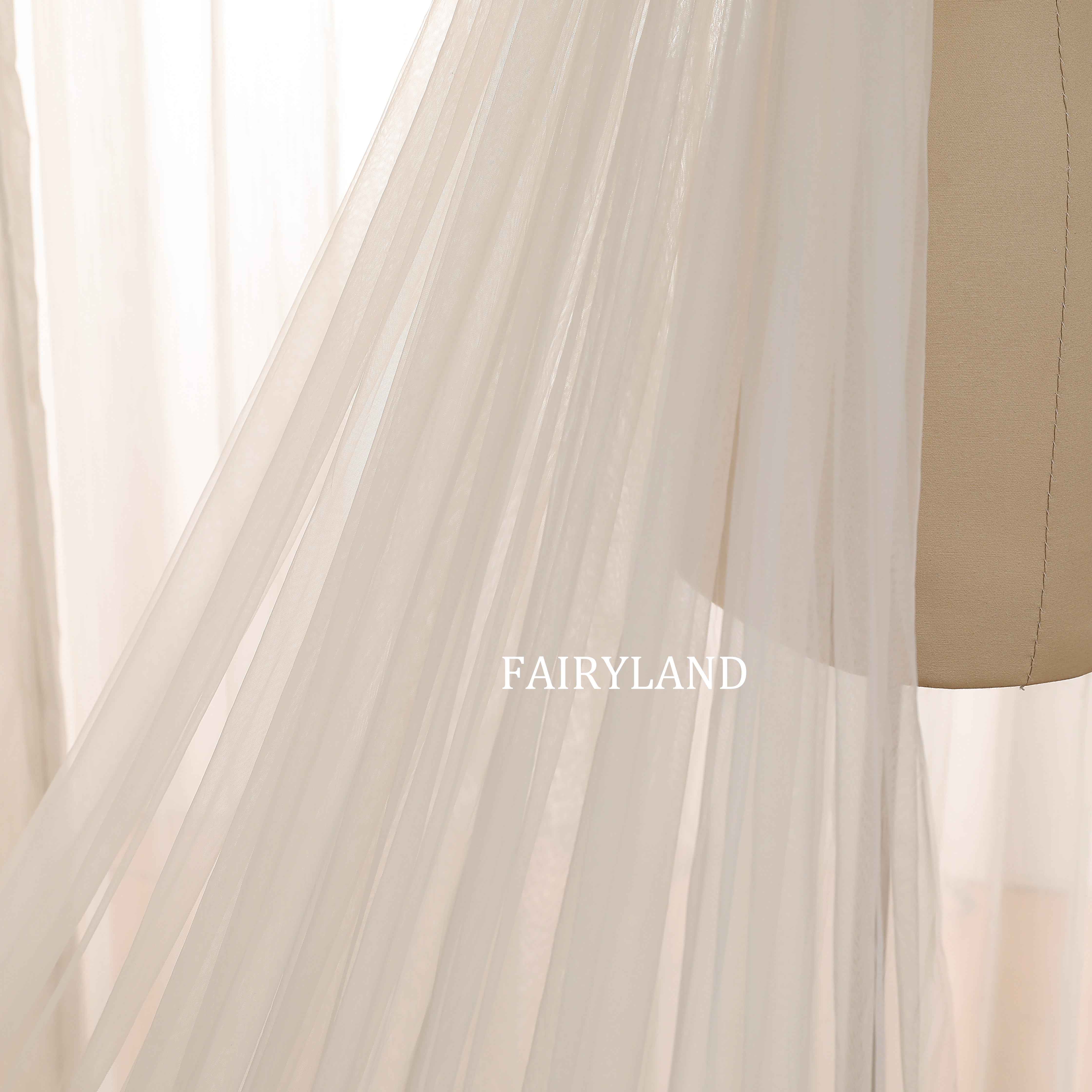 Inspired Bridal Veil with Delicate Plant Lace Appliqués and Soft Flowing Tulle
