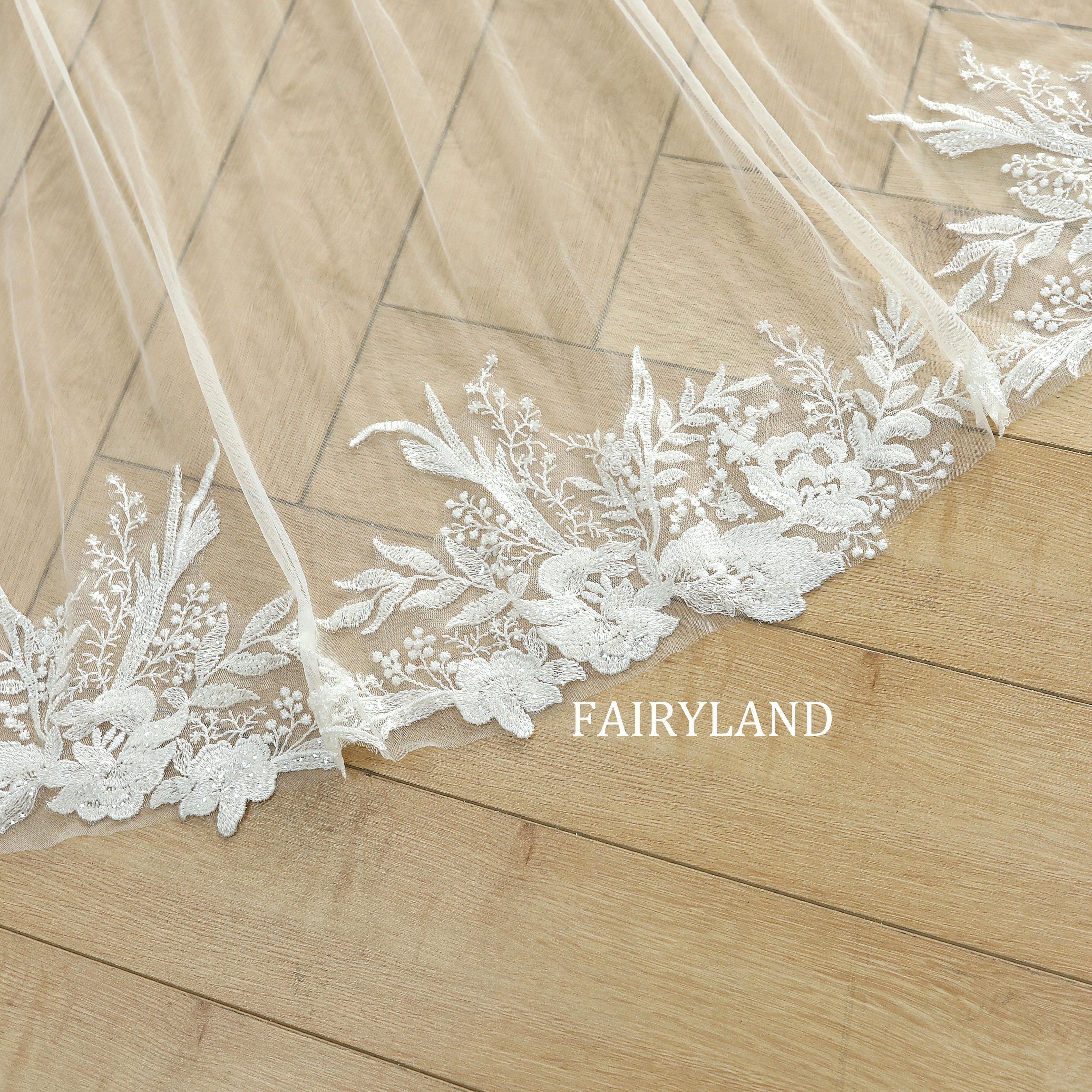 Plant Lace Bridal Veil - Delicate Flowers Wedding Veil