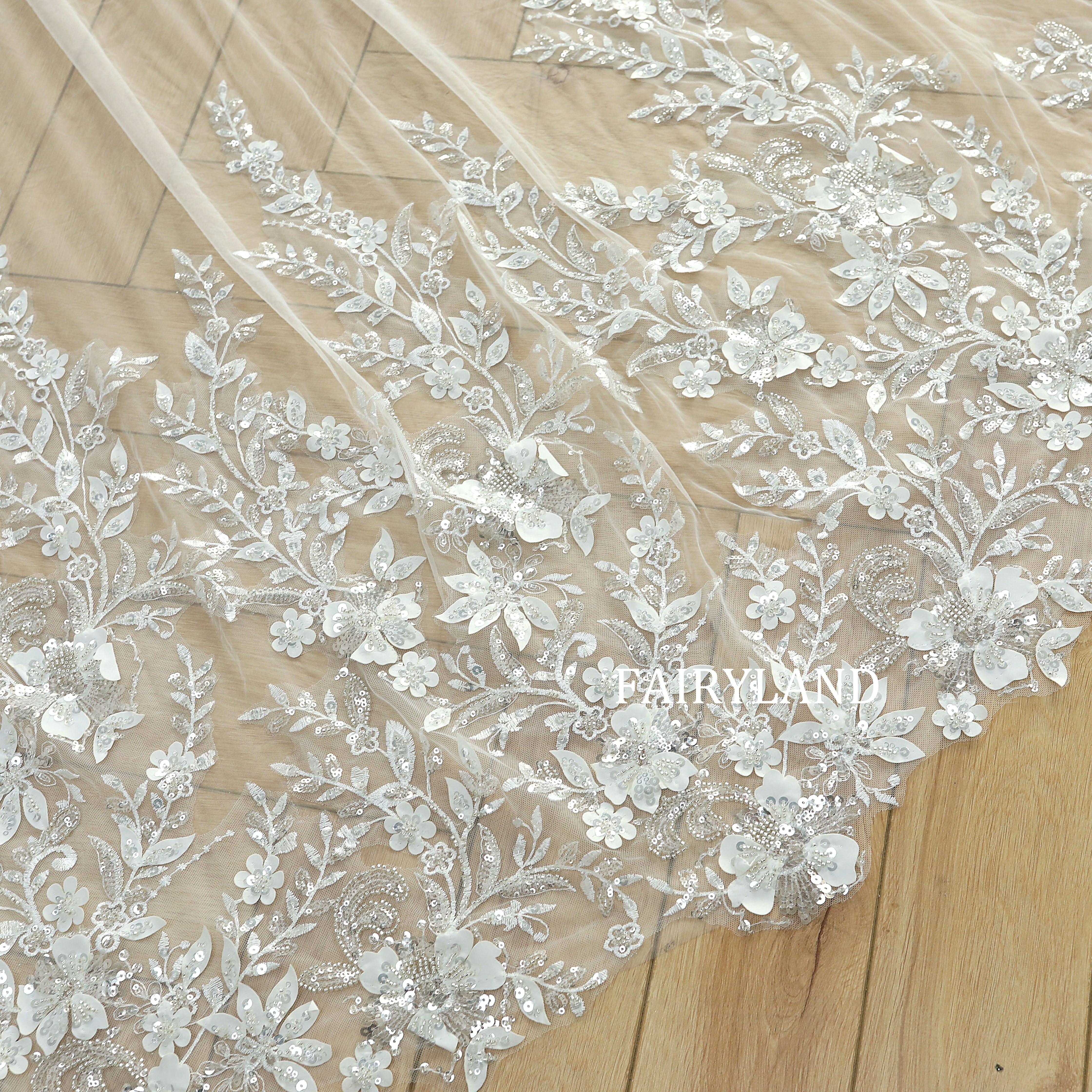 Sparkly Sliver Sequins Bridal Veil For Wedding With Sleeves