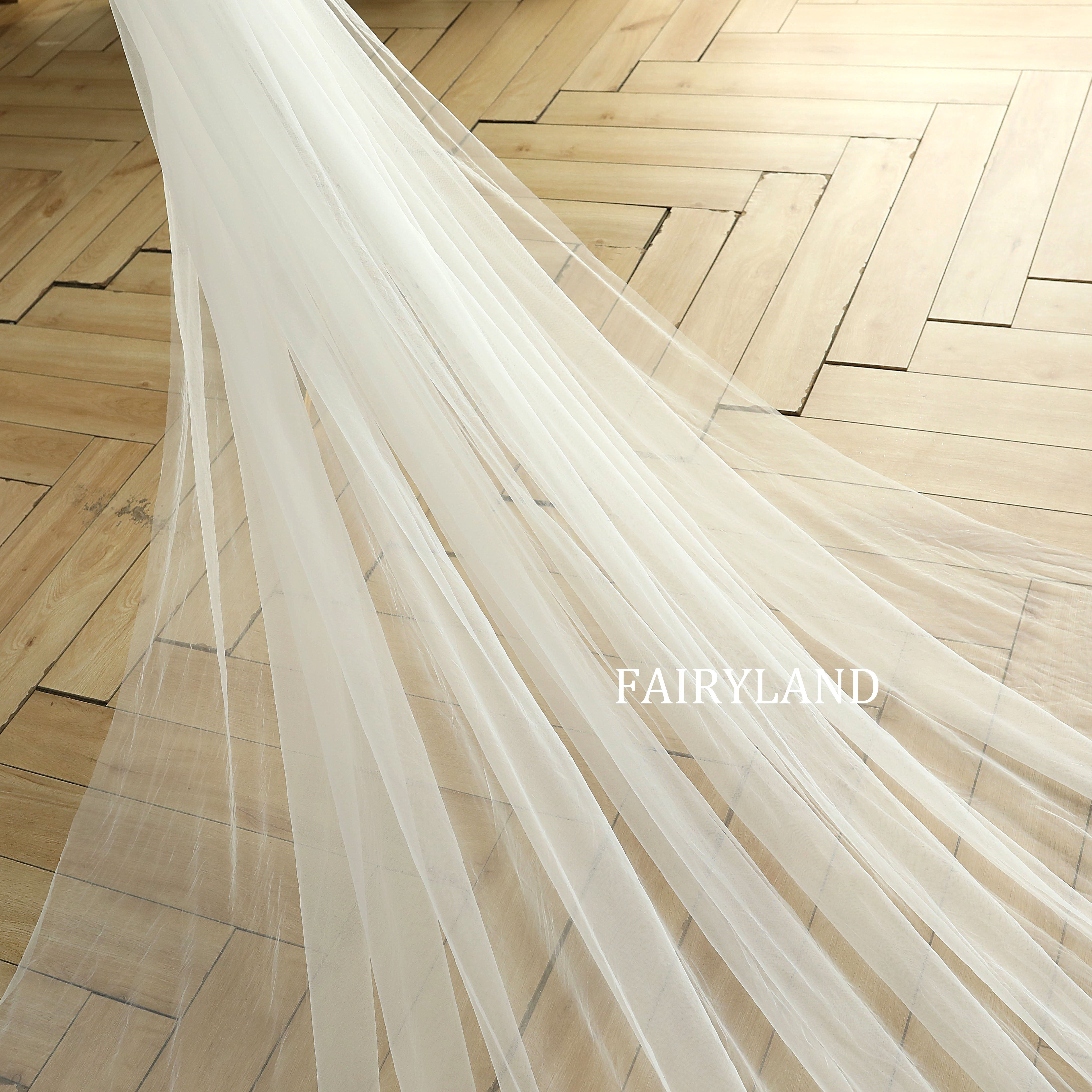 Sparkly Sliver Sequins Bridal Veil For Wedding With Sleeves