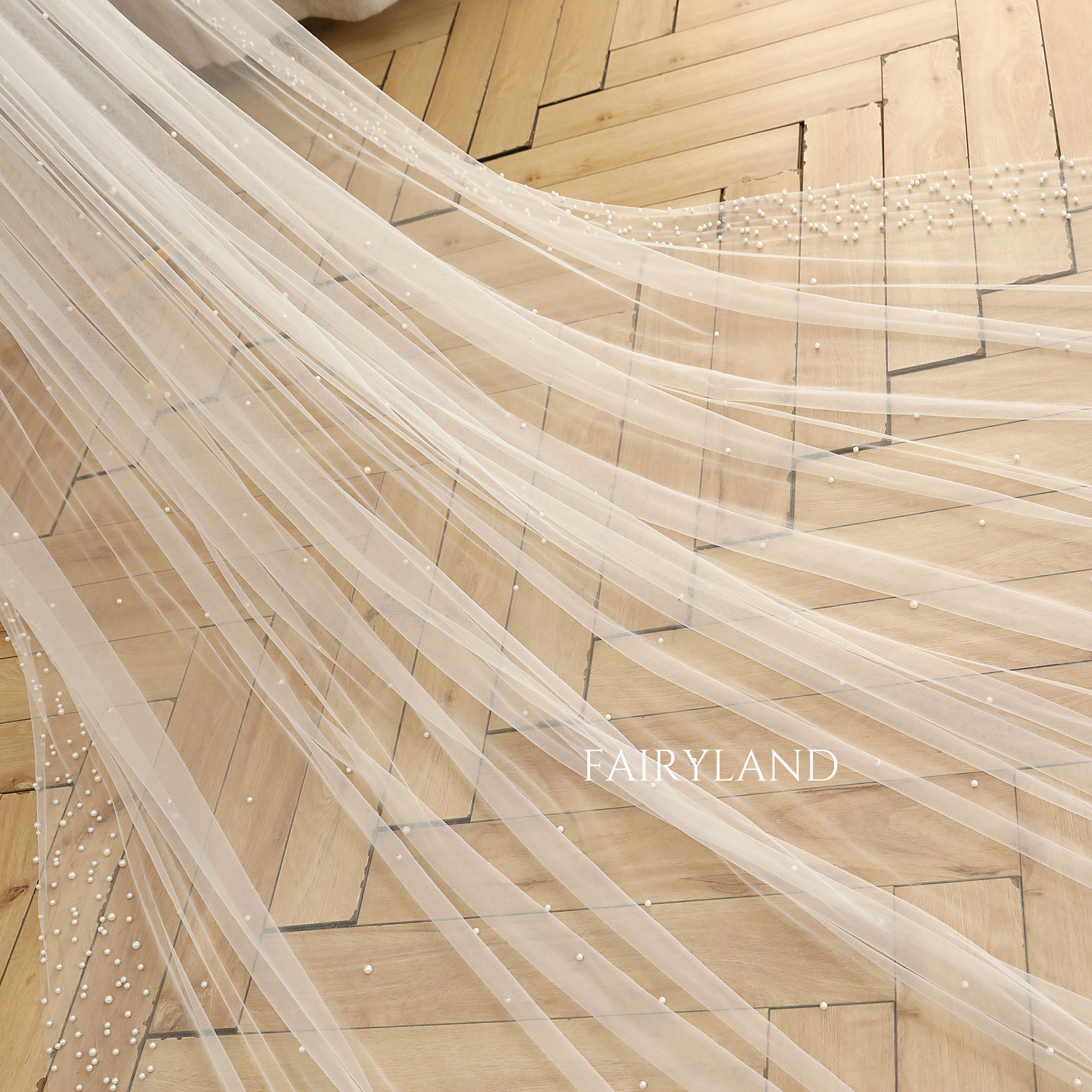 Simple Romantic Peals Wedding Veil Cathedral